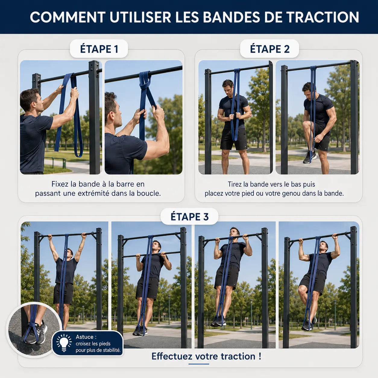 elastique à niveau de resitance utilisation pour traction KOVRA